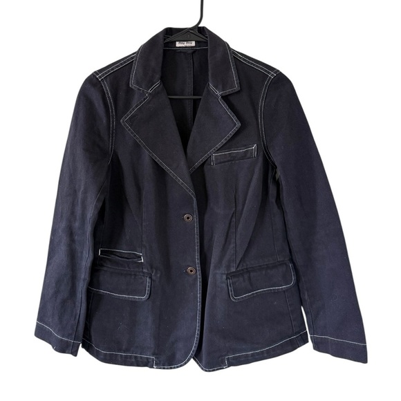 Miu Miu Black Denim  Blazer Jacket - Picture 1 of 16